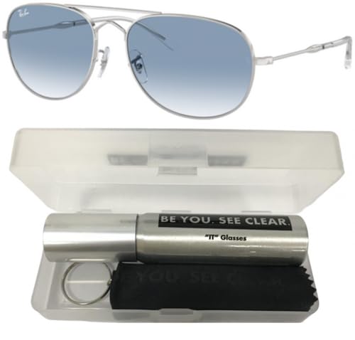 Ray-Ban RB3735 Sunglasses Bundle: RB 3735 BAIN BRIDGE 003/3F Silver/Clear Gradient Blue Crystal Standard and Eyewear Cleaning Kit2