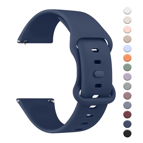 Mugust Correa para 22mm Reloj Inteligente Smartwatch,Liberación Rápida de Silicona Sport Suave Pulseras de Repuesto para 22mm Reloj para Hombre y Mujer(Navy blue)