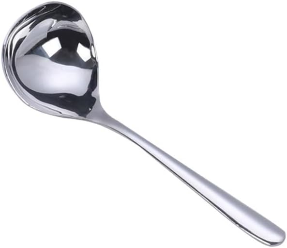 Silverware Flatware Set, 1/4/6/8/10/12 Pieces 304 Stainless Steel Hot Pot Spoon Large Soup Spoon Public Spoon Hotel Restaurant Household Hot Pot Spoon(6Pcs)