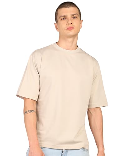 Image of Alan Jones Clothing Men's Oversized Solid T-Shirt | Premium Heavy Fabric | Crew Neck Casual Wear