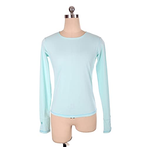 Tops de treinamento de patinação artística, simples manga longa de cor sólida adulto infantil elásti