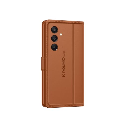 Image of KIVANO LUXE for Samsung F17 5G / Samsung A17 5G / Samsung A26 5G Luxury Handmade Leather Magnetic Flip Folio Case | Card Holder & Kickstand | Slim Protective Cover | Unisex - Brown