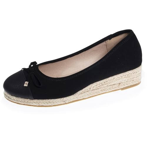 Isotoner Ballerines Femme à Talon de 4 cm, très Confortables, 40 EU, Noir