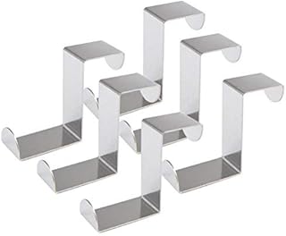 FOCCTS 6PCS Over Door Hooks 45MM Stainless Steel Reversible Hooks Cupboard and Drawer Hooks Coat Hooks Over Doors 1mm Thickness