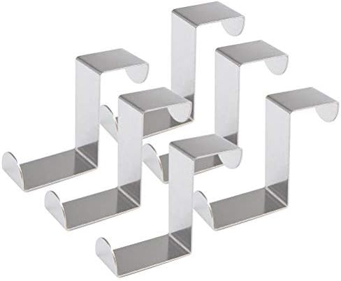 FOCCTS 6PCS Over Door Hooks 45MM Stainless Steel Reversible Hooks Cupboard and Drawer Hooks Coat Hooks Over Doors 1mm Thickness