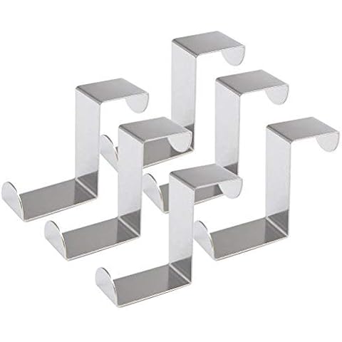 FOCCTS 6PCS Over Door Hooks 45MM Stainless Steel Reversible Hooks Cupboard and Drawer Hooks Coat Hooks Over Doors 1mm Thickness Cover