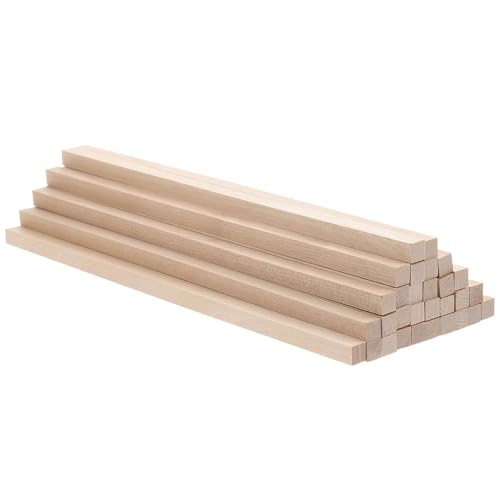 AKOOSY Varillas de Madera Cuadradas sin Tratar 10X10 MM 30 CM 30 Piezas para Manualidades DIY Bricolaje y Proyectos Escolares Palitos Resistentes para Artesanía y Decoración