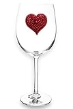 THE QUEENS' JEWELS Red Heart Jeweled Stemmed Wine Glass, 21 oz. - Stunning and Dazzling Expression o