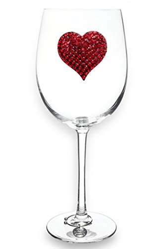 THE QUEENS' JEWELS Red Heart Jeweled Stemmed Wine Glass, 21