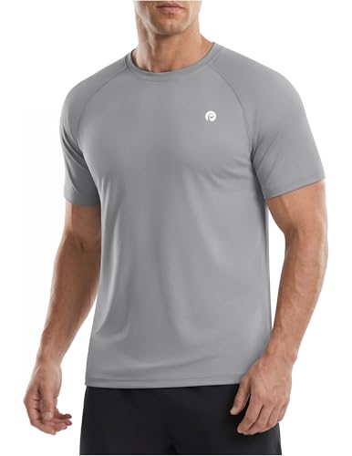 Image of PINSPARK Workout Shirts for Men UPF 50+ Quick Dry Athletic Gym Tee Shirts Mens Short Sleeve Running Cooling Swimming T-Shirt