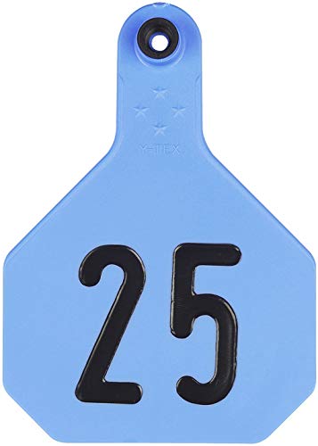 Large Blue Numbered 1-25 Cattle Ear Tags by Y-Tex