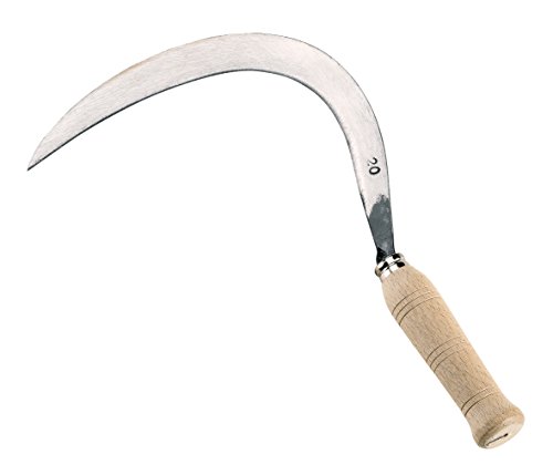 AUSONIA - 33263 STAUDENSICHEL GLATT MIT GESCHMIEDETER STAHLKLINGE, HANDGESCHLIFFEN AUF SCHLEIFBAND MIT HOLZGRIFF 150 GRAMM