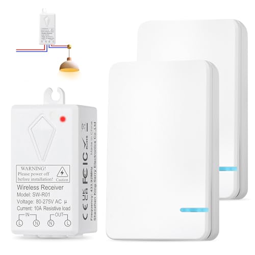 Interruttore a radiofrequenza 230v, set di interruttori luce wireless, interruttore radio per luce, kit di ricevitore senza fili per lampada da interno/esterno 1000w