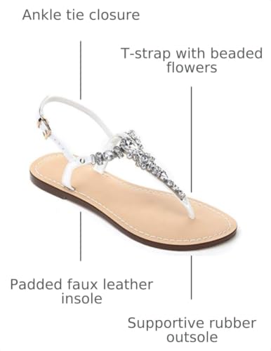 Image of Women's Rhinestone Flat Sandals, Women Flip Flops with Clip Toe RingBeadeed Rhinestone Crystal Jeweled Sandal Shoes for Summer Beach Oceanside Holiday Outdoor