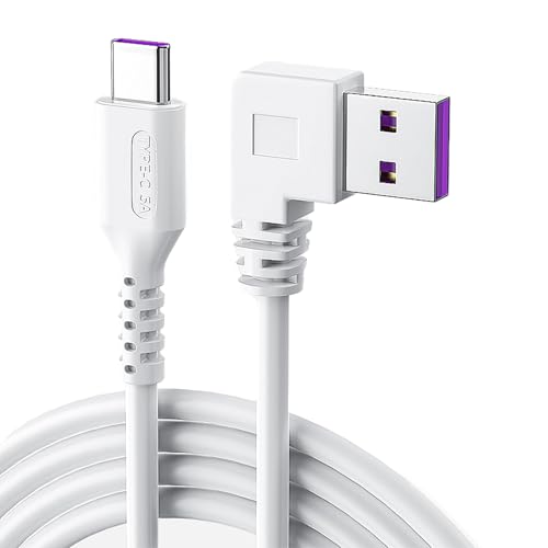 YIGZYCN Cable de datos USB a tipo C de 90 grados, cable de carga rápida para teléfonos inteligentes, cable de carga de 480 Mbps, línea de transferencia de datos