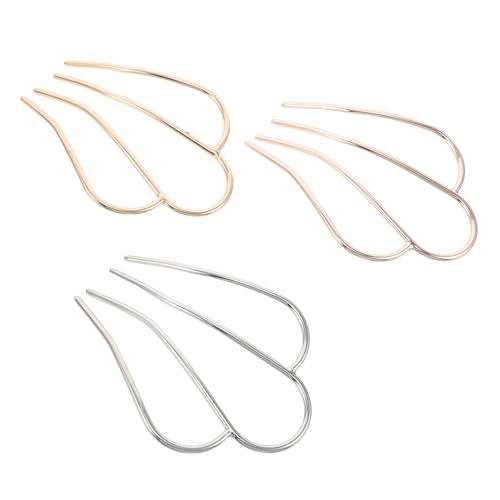 Mipcase 3pezzi Forcine Francesi Forma di U in Metallo Pettini Laterali per Capelli Accessori Minimalisti per Donne Sposa e Feste Oro Rosa Oro Argento