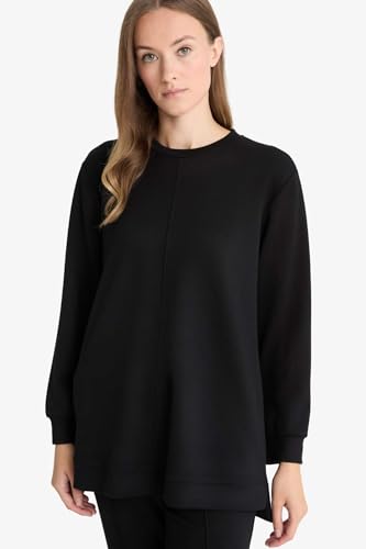 DeFacto Woman Regular Fit C Neck LONG SLEEVE Knitted Long Sleeve Tunic F5117AX, Black M