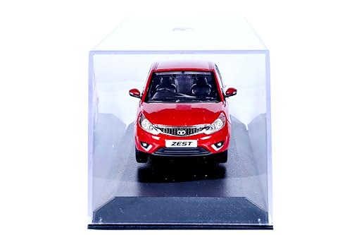 Image of Scale Model Car Tata-Zest-Free Wheel (Acrylic case)-Official 1:43 Die-cast Official Merchandise, Red