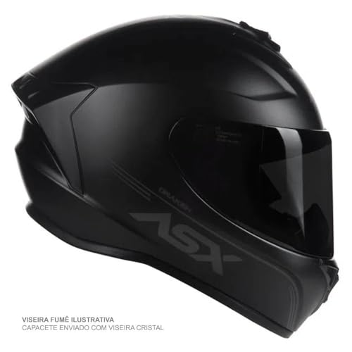 Capacete ASX Draken Solid Novo Para Motociclista (58, Preto Fosco)