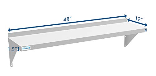 Image of KoolMore NSF Stainless Steel Wall Mount Shelf - Industrial Grade Metal Shelf for Commercial Restaurant Kitchens 12 x 48