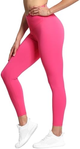 THE GYM PEOPLE Womens' V Cross Waist Yoga Leggings with High Waisted Tummy Control