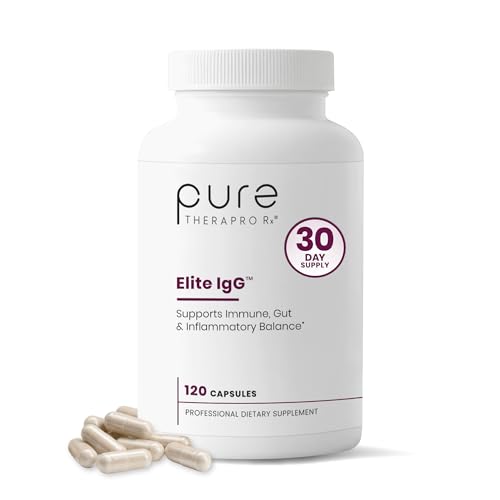 Pure Therapro Rx Elite IgG Immunoglobulin Supplement 120 Caps - Gut Health & Immune Support 1100 mg IgG IGA & IgM Sunflower Lecithin | Dairy & Gluten Free Colostrum Supplement Alternative