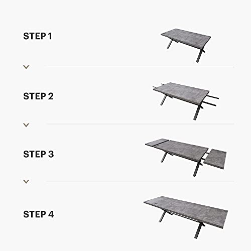 Acanva Expandable Dining Table For 6-8 Seat, Modern Rectangle Design With Extension Leaf For Kitchen Restaurant, Thicker Top And Carbon Steel Pedestal, 74.9''(+40)Wx37''Dx30''H, Dark Grey #TOP4