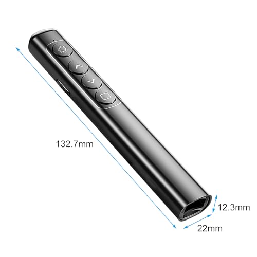 Neoreser Presentation Clicker, Pointer für Präsentationen via USB Empfänger, Rot Präsentationsfernbedienung für Windows 7/8/ 10/ Mac/Linux/Android/PowerPoint, für Lehrer, Büro, Berichte(Black)