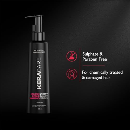 Godrej Professional Keracare Repair Shampoo (250ml) | Sulphate-Free | For Chemically Treated Hair | with Grapeseed Oil