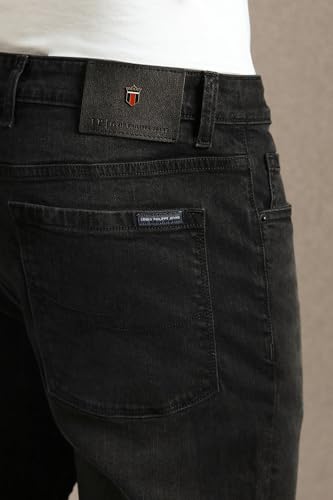 Image of Louis Philippe Men's Slim Fit Stretch Fabric for Comfort Authentic Twill and Durable Ankle Length Cropped Jeans