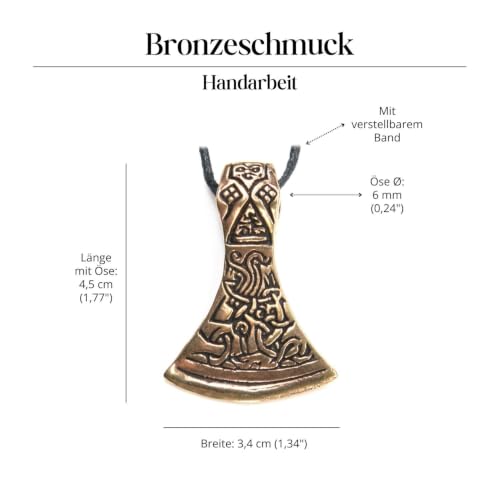 Foto von Drachensilber Keltische Axt Schmuck Kette Mammenaxt Bronze Anhänger Halskette Nachbildung Grabfund inkl. Band Wikinger Kelten Schmuck