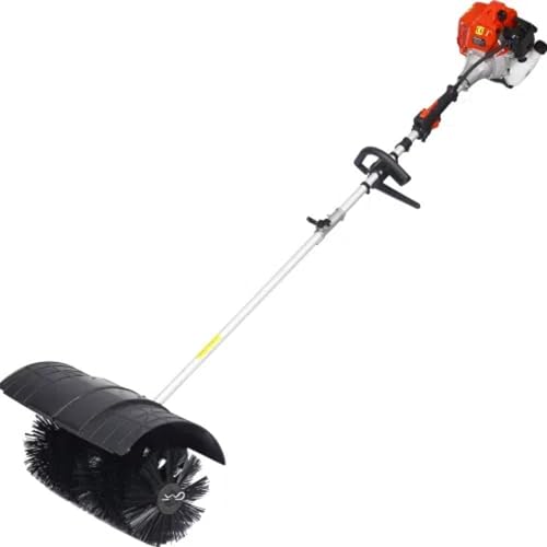 Power Broom Gas Powered Sweeper Brush Broom Cordless Hand Held Walk Behind Power Shovel Snow Cleaner for Driveway Lawn Garden 52CC 2-Stroke 2.4HP (21x10 EPA)