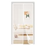 Zanzariera Magnetica per Porte 115x190cm, Tenda Zanzariera Porta Magnetica, Rete Fine, Nessun Attrezzo Richiesto, Facile da Installare, per Porte da Balcone, Cantine, Terrazze, Bianco