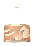 Abat-jour artisanal Français Lustre suspension plafonnier abat-jour motifs géométriques teintes minérales chaleureuses terracotta idée cadeau noël anniversaire ambiance authentique design imitation matière peau et cuir (Ø 30 cm)