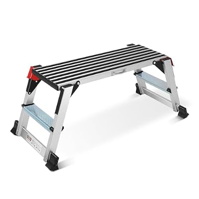 Work Platform Step Ladder, Aluminum Work Platform 36"×12"×18" Step Stool Foldable for Washing Vehicles, Cleaning, Painting 330 LBS Capacity