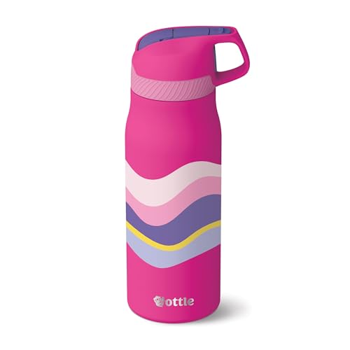 Ottle Botella de agua de acero inoxidable de 24 onzas, aislada al vacío, a prueba de fugas, vaso ligero para viajes, accesorios de gimnasio, botellas de agua pequeñas, regalo para mujeres, hombres,