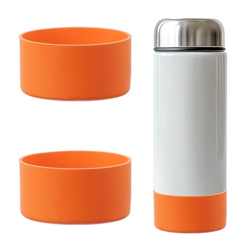 YELARXI Tumbler Boot Silicone Anti-Slip Protective Sleeve Bottom Water Bottle Accessories, 3.5 inch Diameter Fit for Stainless Steel Sports Vacuum Flask - 32-40oz (2 Pack, Orange)