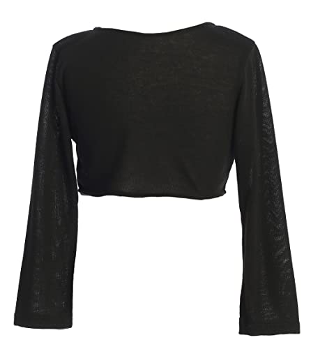 Image of BluNight Collection Little Girls Long Sleeve One Button Velvet Bolero Sweater Jacket Dress Cover Up