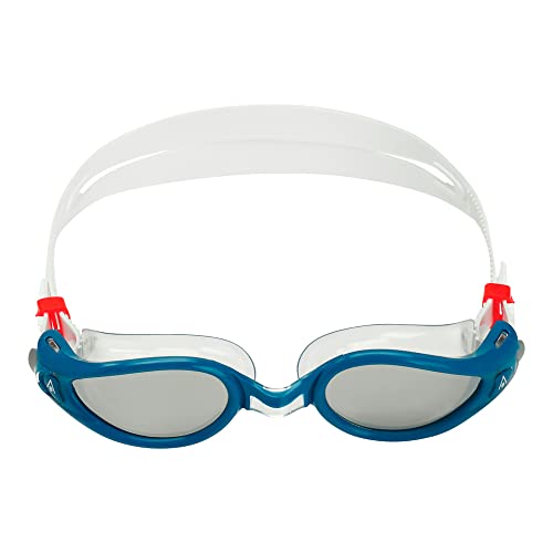 Aqua Sphere Kaiman EXO Adult Swimming Goggles Maximum Stability & Comfort, Swimmer, Mirrored Lens, Petrol/Transparent Frame, Silver Titanium Mirror/Petrol + Transparent, One Size (EP2989800LMS)