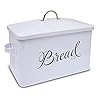 Better Kitchen Products Classic Metal Bread Box with Side Handles, Large Capacity (2 Bread Loaves), Farmhouse Bread Bin for Kitchen Countertop, Steel Bread Storage Container with Lid, White
