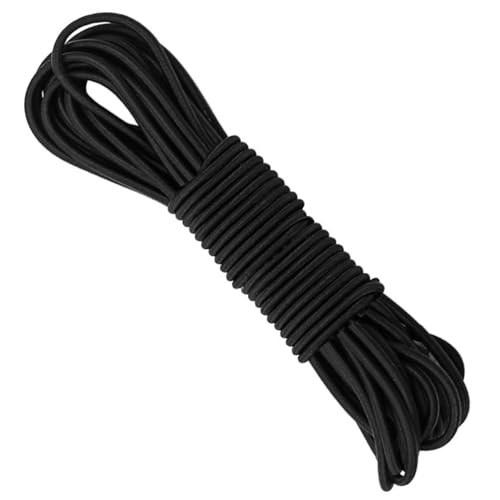 3 mm x 10 m Gummiband Rund,Gummizugband,Gummikordel 3mm,Gummischnur 3mm,Gummi Schwarz,Schwarzes Gummiband,für Zelt,Rucksack,Kordel,Hutgummi(Schwarz)