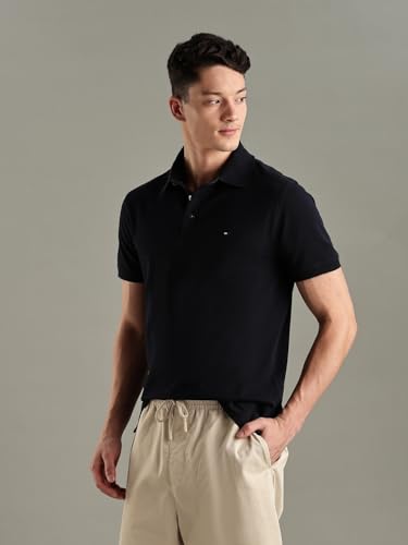 Image of Solid Slim-Fit Cotton Polo T-Shirt