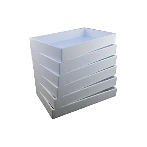 Regal Pak 6-Piece 2-Inch Deep White Full Size Plastic Stackable Jewelry Tray 14 3/4" X 8 1/4" X 2"H Cover