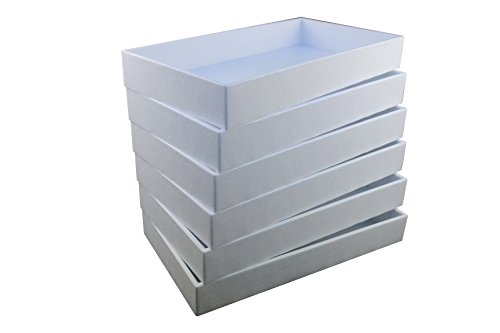 Regal Pak 6-Piece 2-Inch Deep White Full Size Plastic Stackable Jewelry Tray 14 3/4" X 8 1/4" X 2"H #TOP7