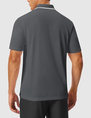 Image of Rdruko Men's Polo Shirts Short Sleeve Quick Dry Outdoor Golf Sports Shirts with Pocket