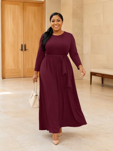 Image of PinkPatty Women's Plus Size V Neck 3 /4 Sleeve Boho Maxi Dress with Pockets