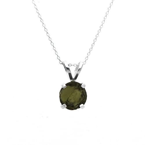 Rough Moldavite Pendant Necklace, Solid 925 Sterling Silver Minimalist Pendant, Certifed Moldavite From Czech Republic, Gift For Her
