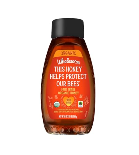 Wholesome Sweeteners 24-Ounce Organic Honey Bottle, 100% Pure, Fair Trade Certified, Non GMO Project Verified & Gluten Free, 6 Pack