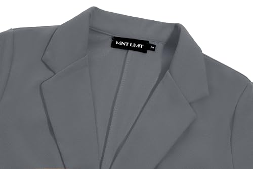 MINTLIMIT Womens Dark Grey Blazer Long Sleeve Lapel Open Front Cardigan Jacket Casual V Neck Long Sleeve Suit Jacket Office,M4