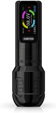 Ambition Zetton Tattoo Machine with 2400mAh Battery Brushless Motor Straight Drive Bar Color Touch Display Rotary Tattoo Gun Cartridge Pen Supply for Professional Tattoo Artists